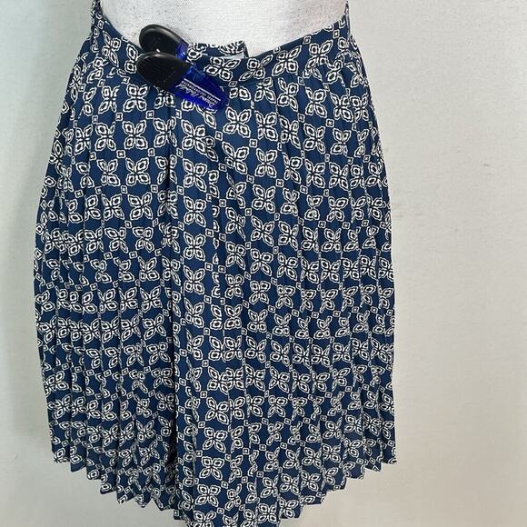 J Crew Skirt size 8 Navy Blue Floral Pleated Sheer Above Knee Boho Casual School - Picture 7 of 8